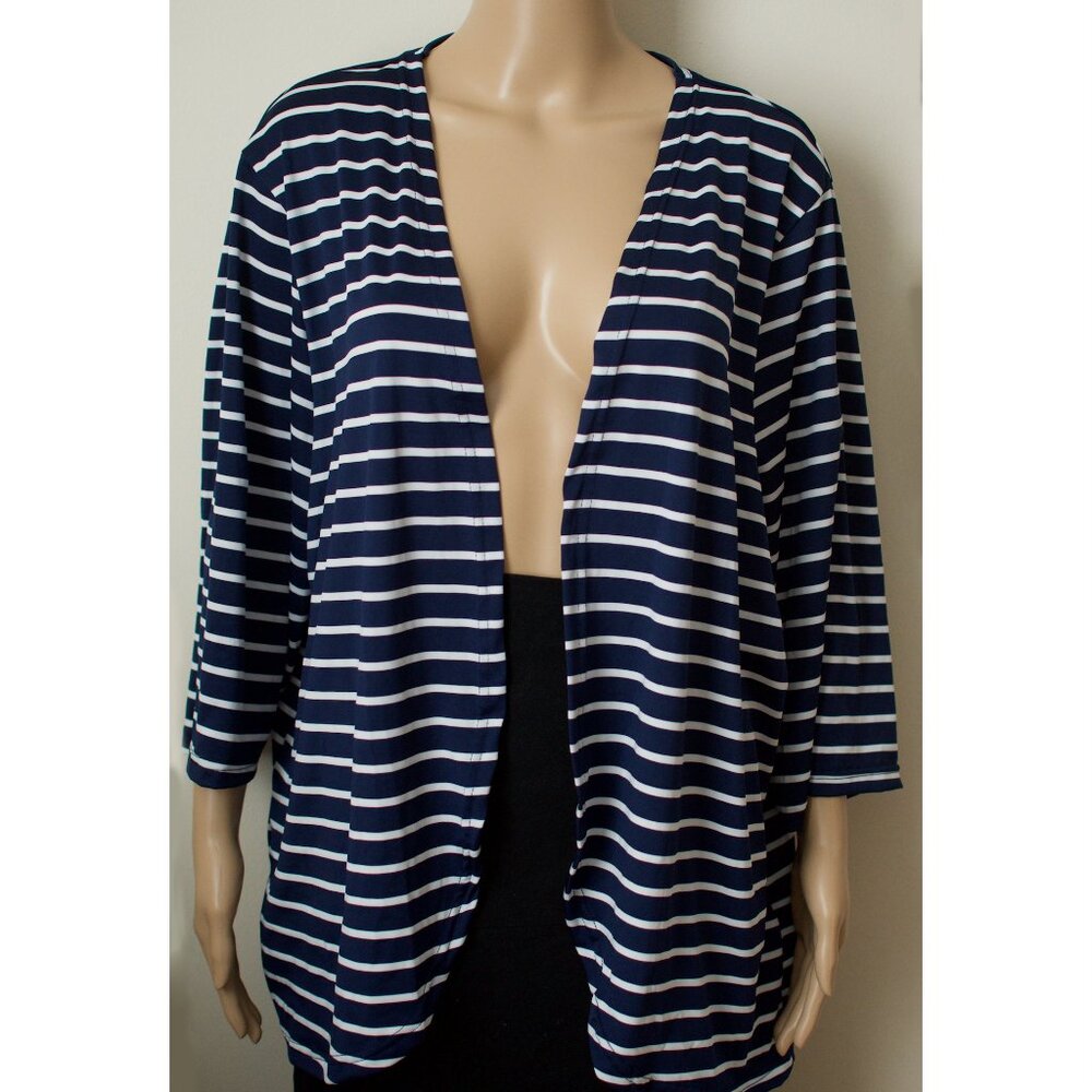Marine and white striped cardigan / Size 4 X / Emery Rose